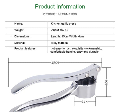 Effortless Stainless Steel Garlic Press